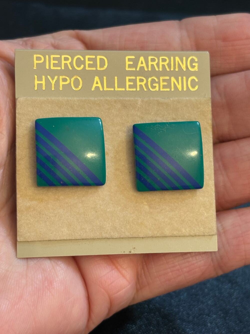 Vintage post earrings circa 1980 green